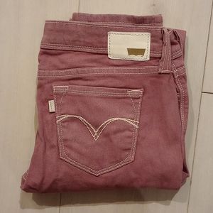 Levi's Pink with White trim low rise skinny jeans